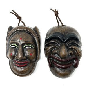 Vintage Folk Korean Hahoe Masks Female & Male